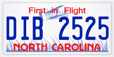 NC license plate DIB2525