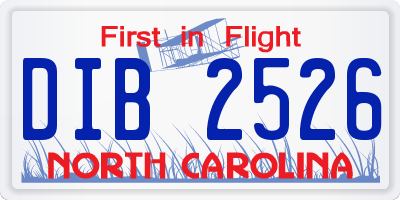 NC license plate DIB2526