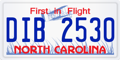 NC license plate DIB2530