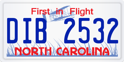 NC license plate DIB2532