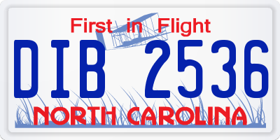 NC license plate DIB2536