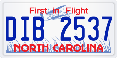 NC license plate DIB2537