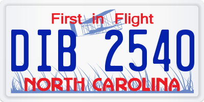 NC license plate DIB2540