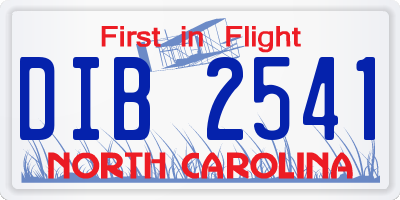 NC license plate DIB2541