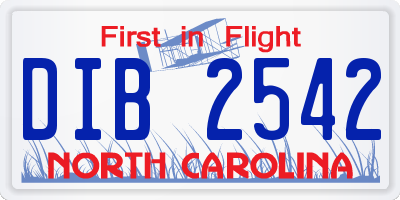 NC license plate DIB2542