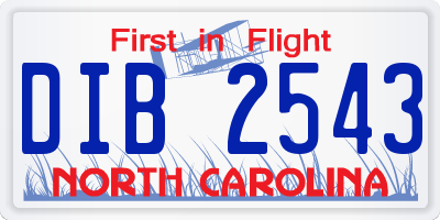NC license plate DIB2543