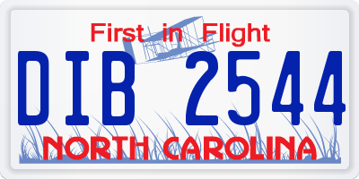 NC license plate DIB2544