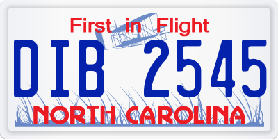 NC license plate DIB2545