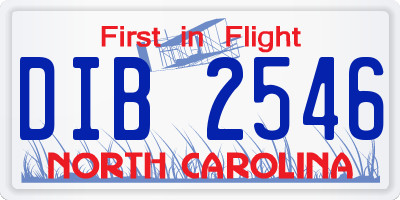 NC license plate DIB2546