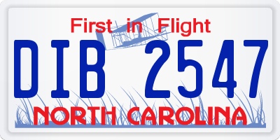 NC license plate DIB2547