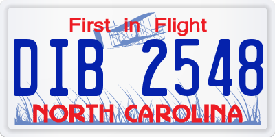 NC license plate DIB2548