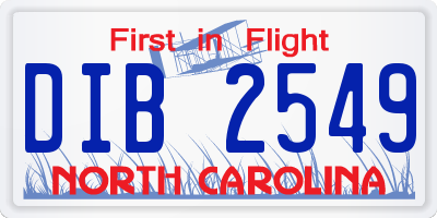 NC license plate DIB2549