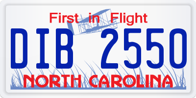 NC license plate DIB2550