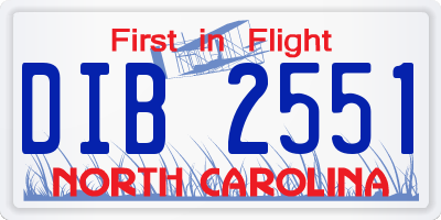 NC license plate DIB2551
