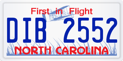 NC license plate DIB2552