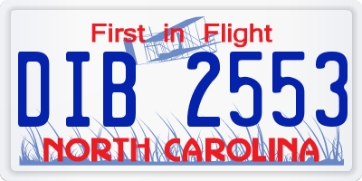 NC license plate DIB2553