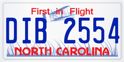 NC license plate DIB2554