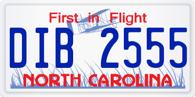 NC license plate DIB2555