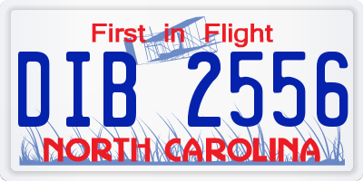 NC license plate DIB2556