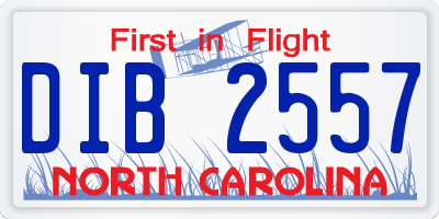 NC license plate DIB2557