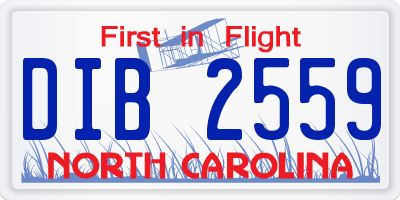NC license plate DIB2559