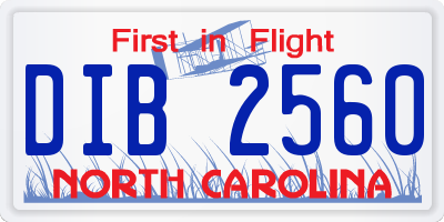 NC license plate DIB2560