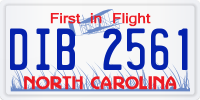 NC license plate DIB2561