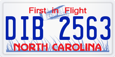 NC license plate DIB2563