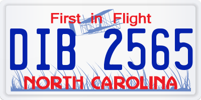 NC license plate DIB2565