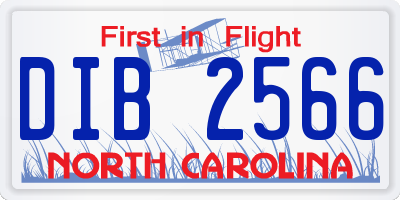 NC license plate DIB2566