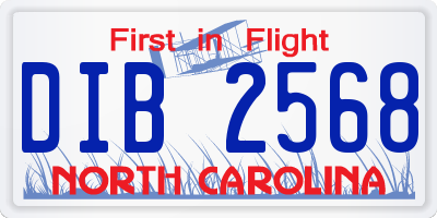 NC license plate DIB2568