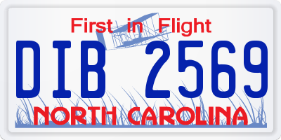 NC license plate DIB2569