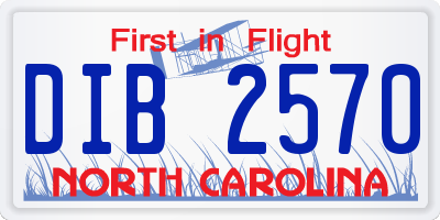 NC license plate DIB2570