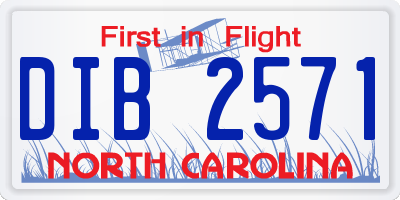 NC license plate DIB2571