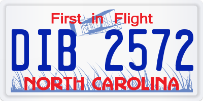 NC license plate DIB2572