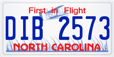 NC license plate DIB2573