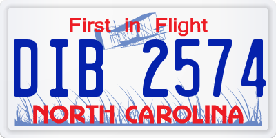 NC license plate DIB2574