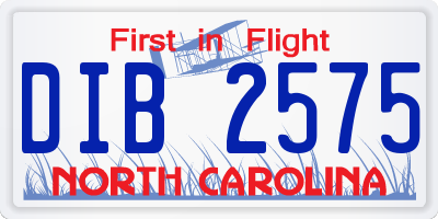 NC license plate DIB2575