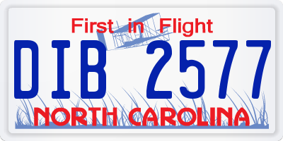 NC license plate DIB2577