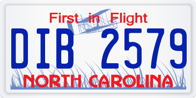 NC license plate DIB2579
