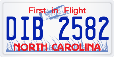 NC license plate DIB2582