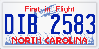 NC license plate DIB2583
