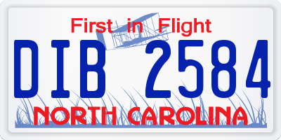 NC license plate DIB2584