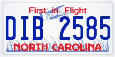 NC license plate DIB2585
