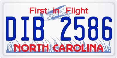 NC license plate DIB2586