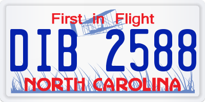 NC license plate DIB2588