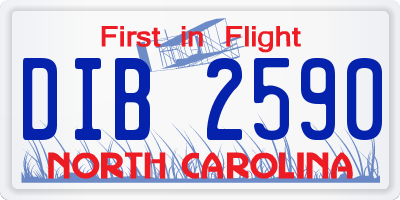 NC license plate DIB2590