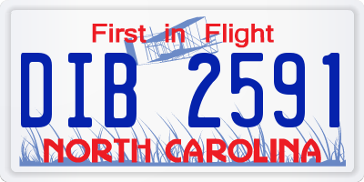 NC license plate DIB2591