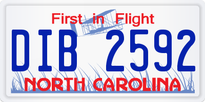 NC license plate DIB2592