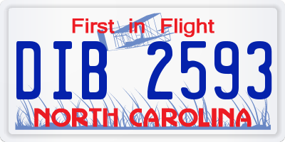 NC license plate DIB2593